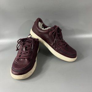 Billy Burgundy Leather Lace-up Zip-Around Sneakers, Size 8